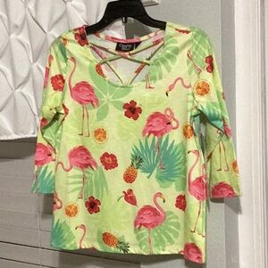 Onque Clasical Flamingo Print Top